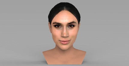 meghan markle bust ready full color 3d printing queen elizabeth prince harry charles william philip kate middleton famous woman united kingdom princess 3d print model - Mito3D