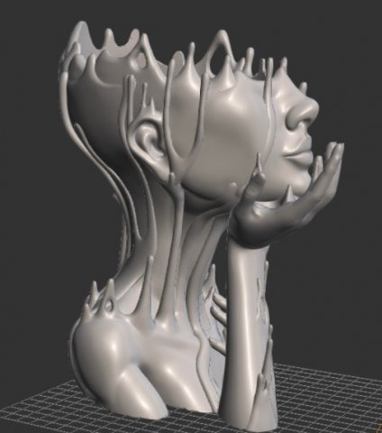 erimiş kız Fincan heykel 3D print model - Mito3D