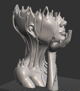 erimiş kız Fincan heykel erimiş kız Fincan 3d print model - Mito3D