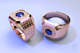 Männer Schmuck ring Steine stl obj Diamanten Juwel gem gold Silber drucken bedruckbar ist cnc signet Mode Stil 3d print model - Mito3D
