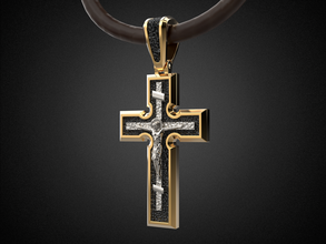 erkekler kolye çapraz rodyum kaplama p5 3d Yazdır model kilise din Hıristiyan Kelt jesu katedral takı mücevher Sanat altın gümüş platin parlamak değerli taş 3d print model - Mito3D