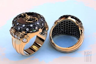 men ring scorpion cnc 3d model stl printing print stone gems jewelry jewel gold rhodium style fashion 3d print model - Mito3D