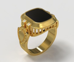 men signet ring shield stone onyx 3d print model silver gold jewelry printable onix 3d print model - Mito3D