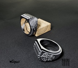 men silver ring pattern gold jewelry signet precious decoration ornament luxury design exclusive wax style print jewel fashion jewellery 3d print model - Mito3D