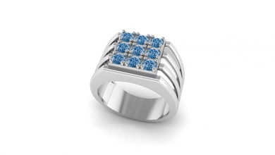 mens anel de diamante 002 platina luxo gem o engajamento ouro prata printable a moda senhores os homens diamantes cnc 3dprintable 9pc homem jóias anéis 3d print model - Mito3D