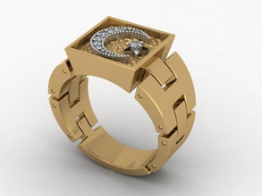 herren muslim ring 3d drucken modell ringe 3dexport gold silber druckbar mode diamant schmuck 3d print model - Mito3D
