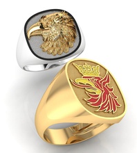 mens ring eagle head options jewellery male signet jewelry vintage printable men gold jewel rings 3ds 3d print model - Mito3D