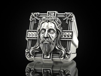 Erkeklerin yüzük isa yüzükler çapraz dini kilise Hıristiyan Kutsal Kitap takı Yazdır 3dprinted mücevher yazdırılabilir tasarım altın baskı prototip oluşturma gümüş 3d print model - Mito3D