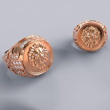 mens anello di leone gioiello i gioielli diamante oro maschio 3d print model - Mito3D