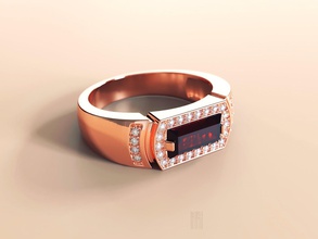mens anello di rubino e diamanti oro uomini i diamante gemme gemma gioielli gioiello ruby 3d cnc stl stampa la modello 3d print model - Mito3D