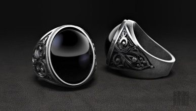 mens anillo de piedra la impresión 3d modelo joyería cera los hombres oro plata signet imprimible ornamento decoración 3d print model - Mito3D