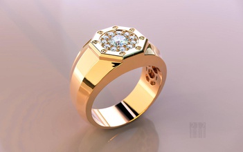 hombres anillo piedras 3d impresión modelo in anillos 3dexport cnc stl oro diamante roca joyería joya estilo moda elegante rombo tornillo 3d print model - Mito3D