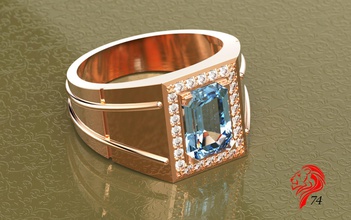 mens ring stl anello oro diamante gioiello gioielli uomini cnc la stampa 3d print model - Mito3D