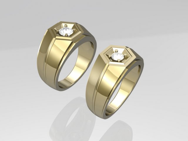 masculino solitário anel argolas homem homens joalheria diamante imprimível 3D print model - Mito3D
