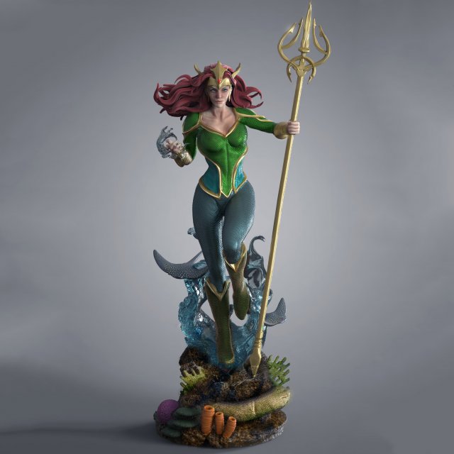 mera Regina atlantis statue pronto Stampa uomo aquaman cosplay dc Giochi giocattoli stampabile film giustizia lega Batman tridente superuomo Vendicatori arte sculture statua 3D print model - Mito3D