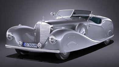 mercedes benz 500k Erdmann Rossi 1936 1937 personalizadas raro caro interior luxo real carro clássico retro vintage 3d print model - Mito3D