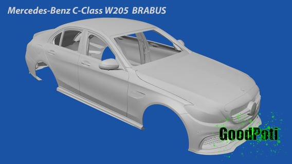mercedes benz c class w205 brabus automotivo c4d 3ds stl fbx obj 3d modelo impressão brinquedos carro classe homem 3d print model - Mito3D