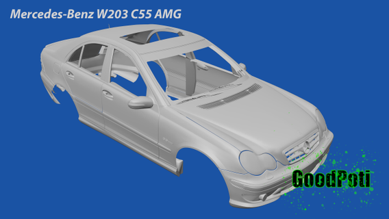 mercedes-benz w203 c55 amg  automotive mercedes-benz w203 c55 amg 3d model print mercedes benz car man toys c4d 3ds stl fbx obj  3d print model - Mito3D
