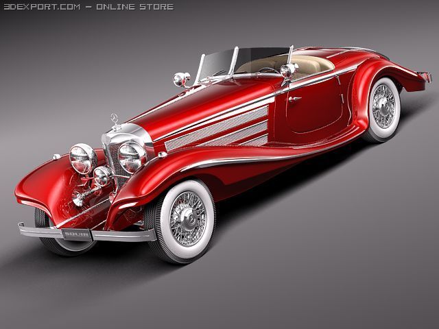 mercedes benz 540k 1936 1938 3d modell alt autos 3dexport daimler 540 cabrio roadster spinne spyder luxus königlich teuer oldtimer klassisch jahrgang antiquität retro deutschland 3D print model - Mito3D