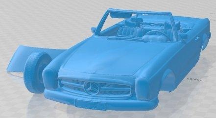 Mercedes benz 280 sl Cabrio 1969 yazdırılabilir araba otomotiv yuva ölçülü Tamiya rc miniz hobi mikro döküm 3d print model - Mito3D