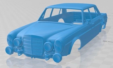 mercedes benz 300 sel amg rojo cerdo 1969 imprimible cuerpo coche vehiculo 3d impresión modelo in automotor 3dexport espacio scalextric tamiya rc miniz pasatiempo micro 3d print model - Mito3D