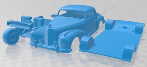 mercedes benz 300 w188 coupe 1951 printable car slot scalextric tamiya rc miniz hobby micro 3d print model - Mito3D