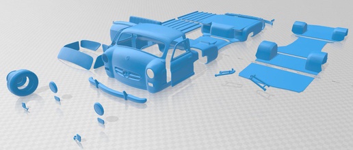 mercedes benz bleu merveille renntransporter 1954 imprimable camion 3d impression modèle in automobile 3dexport fente scalextric tamiya rc miniz loisir micro 3d print model - Mito3D