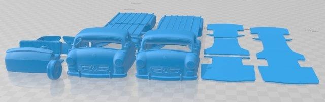 Mercedes benz mavi merak etmek renntransporter 1954 yazdırılabilir kamyon otomotiv yuva ölçülü Tamiya rc miniz hobi mikro 3d print model - Mito3D
