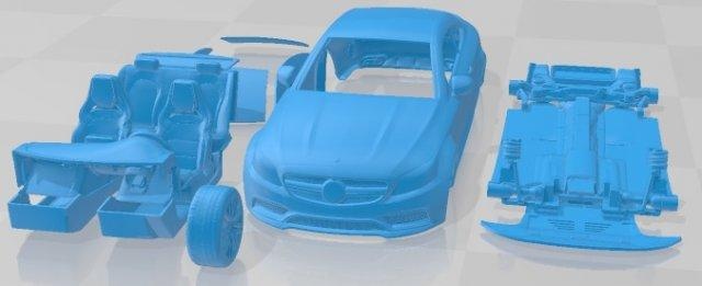 mercedes benz c63 amg cupê 2016 imprimível carro automotivo fenda escalextrico Tamiya rc miniz passatempo micro 3d print model - Mito3D