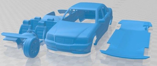 mercedes benz c classe w202 sedan 1997 imprimível corpo carro 3d impressão modelo in automotivo 3dexport fenda escalextrico tamiya rc miniz passatempo micro 3d print model - Mito3D