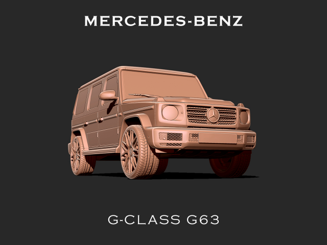 mercedes benz class g63 3d impression modèle in jouets 3dexport voiture véhicule allemagne luxe route 6x6 voitures roue ramasser amg camion g65 w463 classe suv mercedesbenz gwagon 3D print model - Mito3D