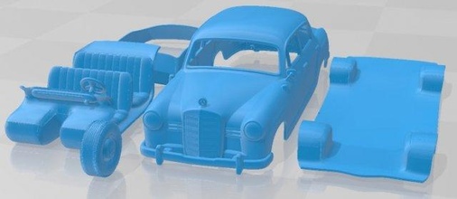 mercedes benz ponton 180 w120 1953 imprimível carro fenda escalextrico Tamiya rc miniz passatempo micro 3d print model - Mito3D