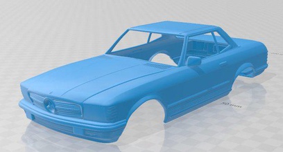 mercedes benz sl 1972 imprimable corps voiture 3d impression modèle in automobile 3dexport fente scalextric tamiya rc miniz loisir micro 3d print model - Mito3D
