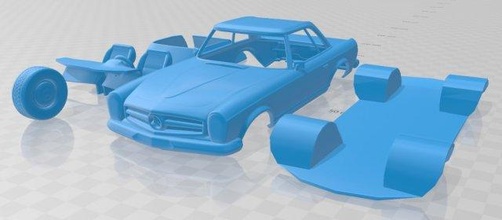 mercedes benz sl w113 1963 imprimable voiture fente scalextric tamiya rc miniz loisir micro 3d print model - Mito3D