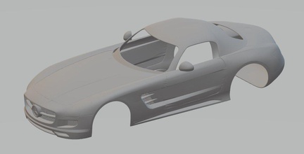 mercedes benz sls amg imprimable corps de la voiture fente le système scalextric sport tamiya rc radio contrôle shell 3d print model - Mito3D