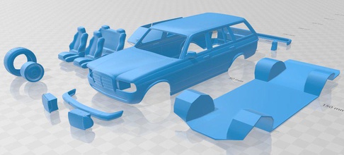 mercedes benz w123 1975 imprimable voiture 3d impression modèle in automobile 3dexport fente scalextric tamiya rc miniz loisir micro 3d print model - Mito3D