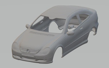 mercedes c230 kompressor imprimable corps de la voiture fente le système scalextric sport tamiya rc radio contrôle miniz shell 3d print model - Mito3D