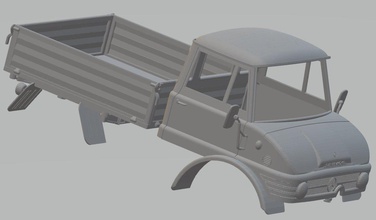 mercedes unimog 406 stampabile camion 3d stampa modello in settore automobilistico 3dexport fessura scalextric tamiya crawler vecchio rc radio controllo conchiglia 3d print model - Mito3D