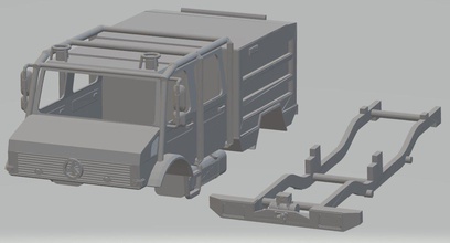 mercedes unimog feu camion imprimable 3d impression modèle in automobile 3dexport fente scalextric tamiya rc miniz loisir micro 3d print model - Mito3D