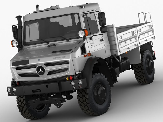 mercedes unimog u4023 u5023 3d modello in camion 3dexport u5000 terreno 4x4 emergenza militare esercito off road utilità trasporto telone aperto dettagliata materiali realistico 3D print model - Mito3D