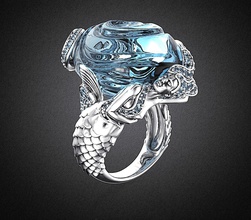 mermaid-ring--stl jewelry ring vintage print jewellery 3d print model - Mito3D