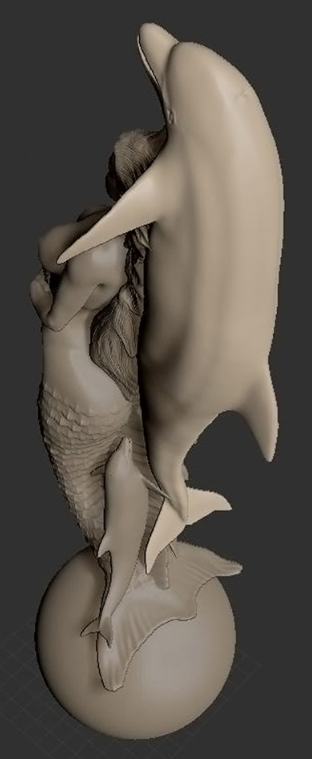 sirène 3d impression modèle in monstres créatures 3dexport légendes dauphin femme dame fille fantaisie monstre 3D print model - Mito3D