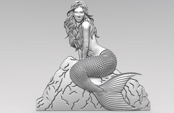 sirena 2 bassorilievo cnc donna marino arte mitologia fantasia 3d print model - Mito3D