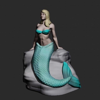 mermaid 2 free sculpture siren ocen woman beauty sealife myth mythology creature fantasy greek ancient homer odyssey monster blonde 3d print model - Mito3D