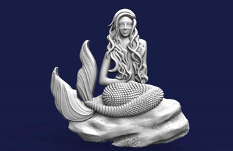 mermaid cnc 3 3d print model in signs logos 3dexport art relief artcam aspire deco motology fantasy sea 3d print model - Mito3D