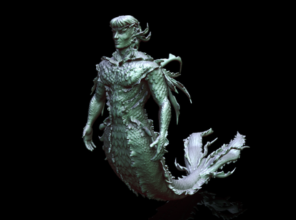 mermaid man 3d printing print model in monsters & creatures 3dexport aquatic creature swim marine amphibian fish ocean scales tail fins sea fantasy mythical 3d print model - Mito3D