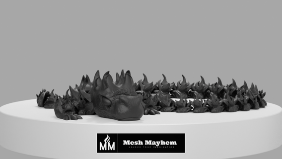 mesh mayhem articulated dragon 13 toys print-in-place whimsical model toy mechanical flexible poseable hinge joint fierce mythical creature multicolor tail 3d print model - Mito3D
