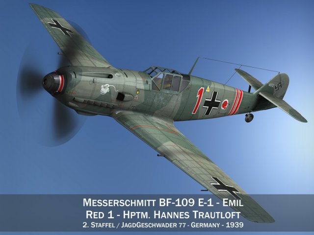 messerschmitt bf 109 rouge 1 3d modèle in combattant 3dexport bf109 emil avion allemand luftwaffe ww2 3D print model - Mito3D