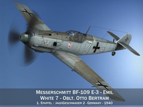 messerschmitt bf 109 bianca 7 bf109 emil aereo aeromobili combattente Tedesco Luftwaffe ww2 3d print model - Mito3D