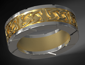 two metals celtic ring 3d print model in rings 3dexport knot celt gold silver 3d print model - Mito3D